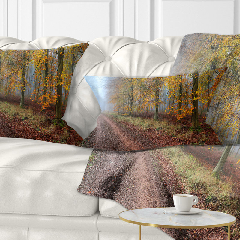 Raising Sun in Fall Forest Panorama - Coussin décoratif imprimé forêt