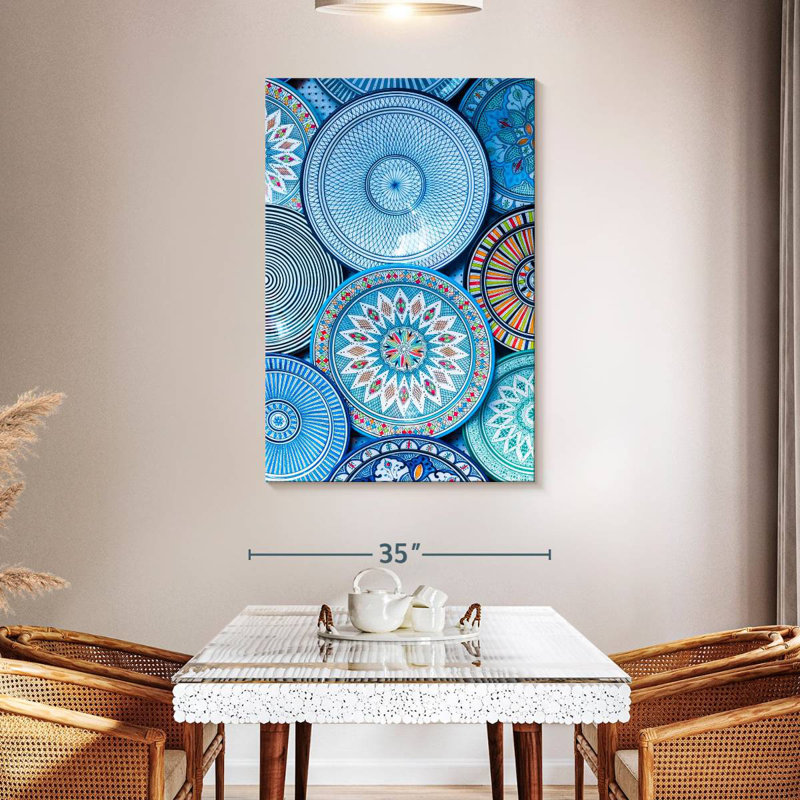 Assiettes marocaines bleues Senne, H 48 po x l 32 po