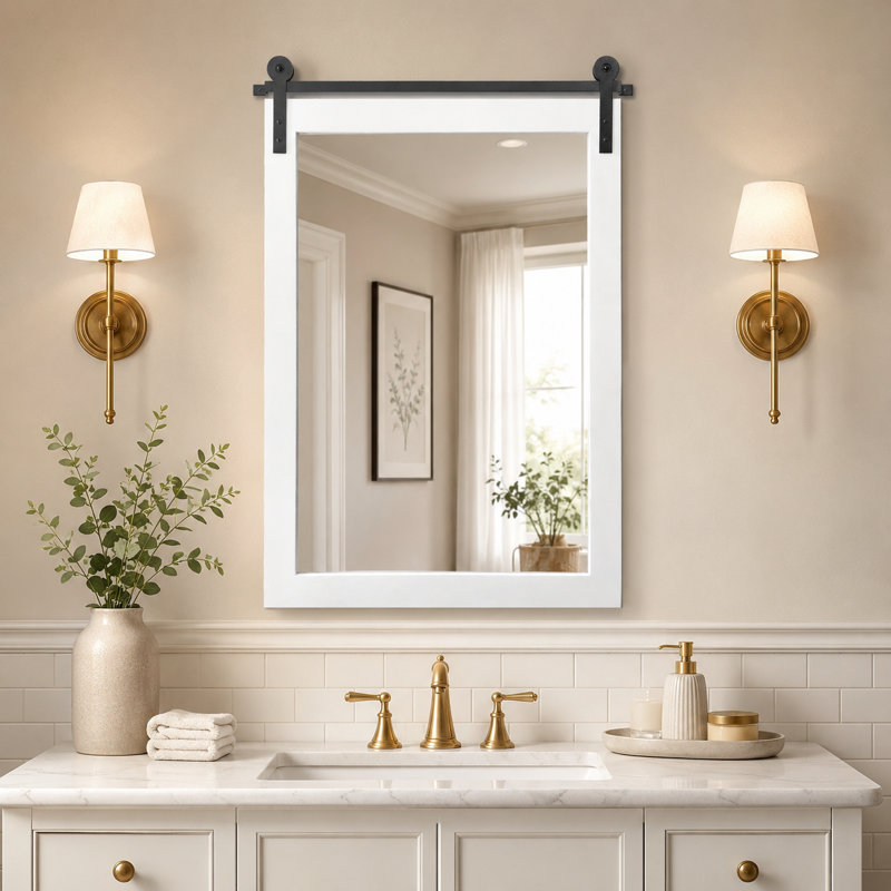 Miroir mural brunilda, 26 po x 40 po, Blanc