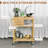Bamboo Kitchen Island Cart On Wheels With 2 Storage Drawers And Open Shelves