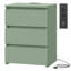 Tables de chevet 26 "avec prises et ports USB Arieyonna, vert, 3 tiroirs, vert-1855887770