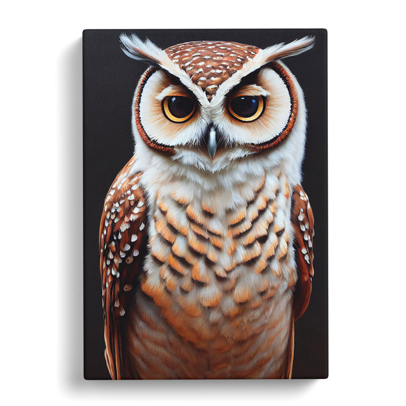 Owl Portrait No.5 - Wrapped Canvas, 50cm H x 35cm W x 3cm D