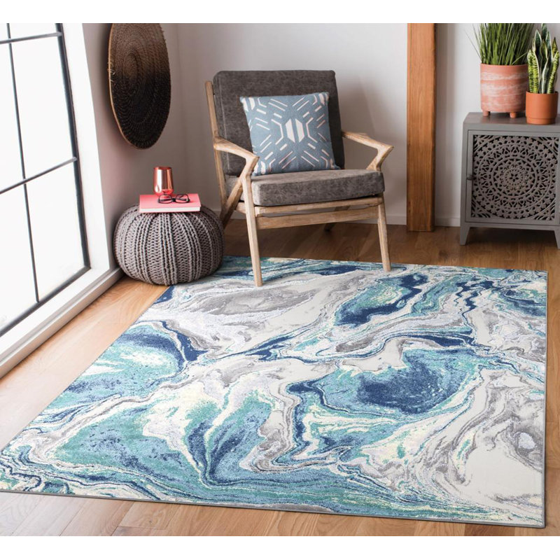 Abbdelrahmane Abstract Indoor / Outdoor Area Rug, Rectangle 120 x 170cm