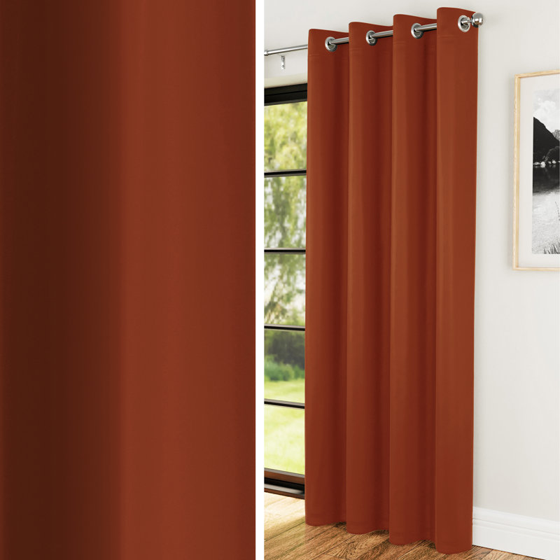 Room Darkening Door Curtain Single Panel, 168 W x 214 D cm, Orange