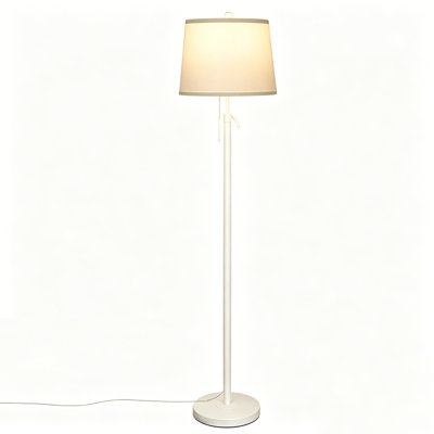 Modern Dimmable Floor Lamp with Adjustable Height, Linen Shade, Warm White Bulb Included for Living Room & Bedroom