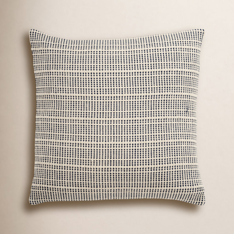 Migina Dots Cotton Reversible Throw Pillow, Navy