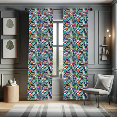 Patchwork Semi-Sheer Rod Pocket Sliding Panel