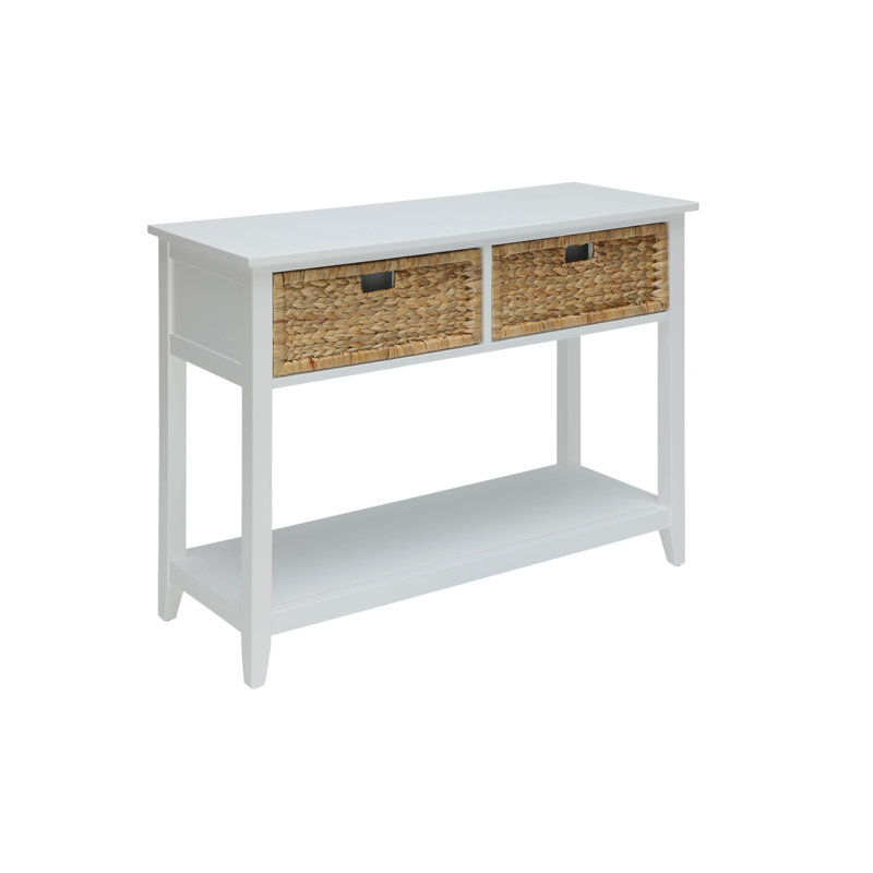 White Console Table With 2-Drawer, White