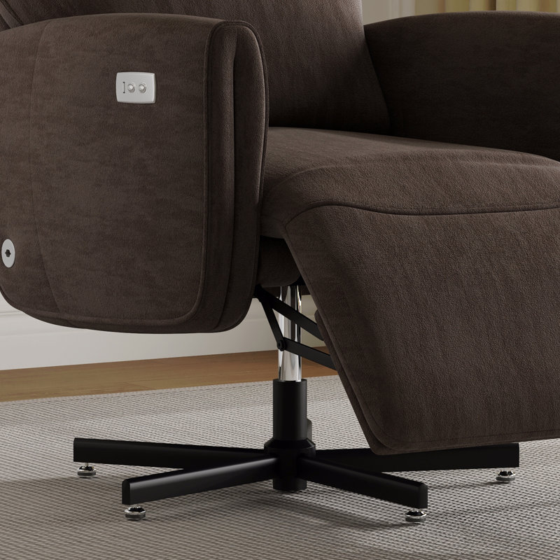 Power Swivel Recliner Chair, Electric Reclining With Usb & Type-C Charging, 360° Swivel Velvet Upholstered Accent Chair, For Home Office & Living Room, Easy Assembly, Coffee
