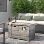 Geramy Rectangle Propane Smokeless Fire Pit Table with Hidden Fuel Tank