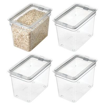 iDesign Medium Food Storage Bin with Airtight Lid for Kitchen or Pantry Storage - Set of 4 - Clear