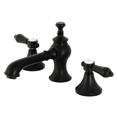 Kingston Brass Heirloom Two-Handle 3-Hole Deck Mount Widespread Bathroom Faucet with Brass Pop-Up Drain