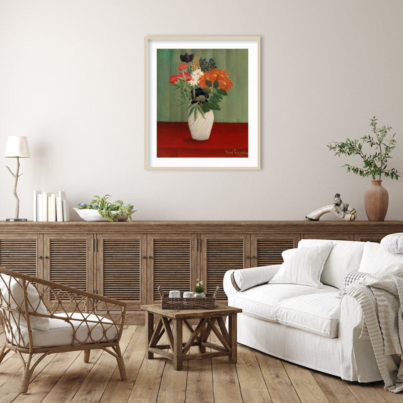 "Bouquet de fleurs" par Henri Rousseau, Brun, H 41 po x l 36 po x P 1 po