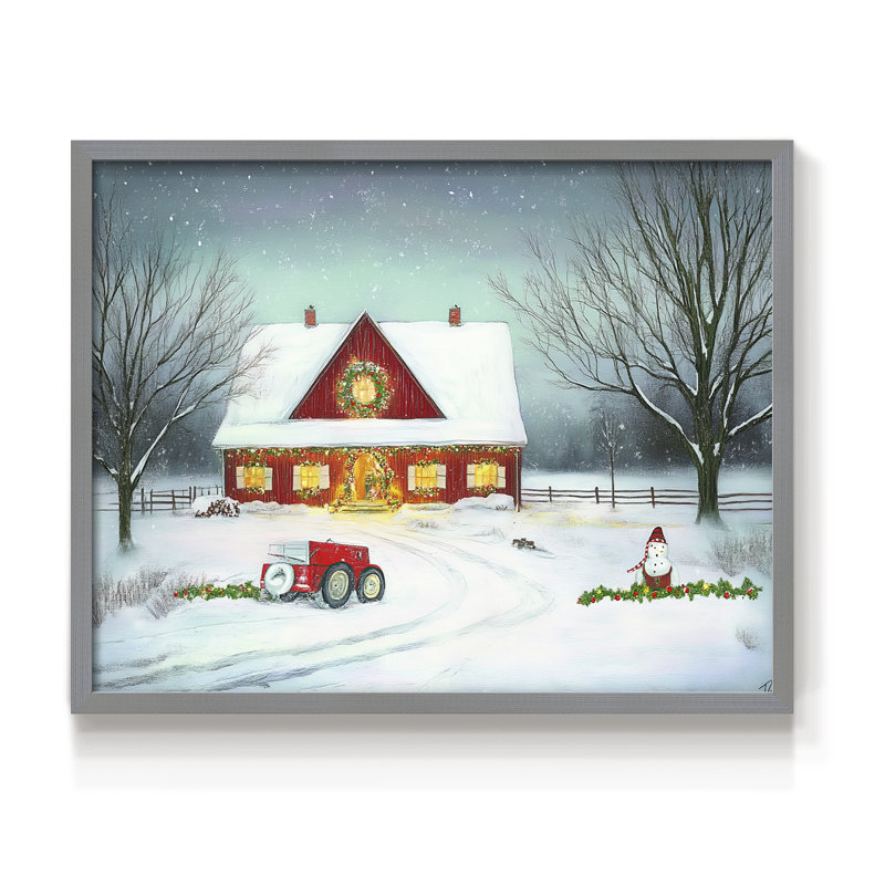 Chirstmas Art-VI -Framed Print - Restickable, H 8 po x l 10 po, Gris