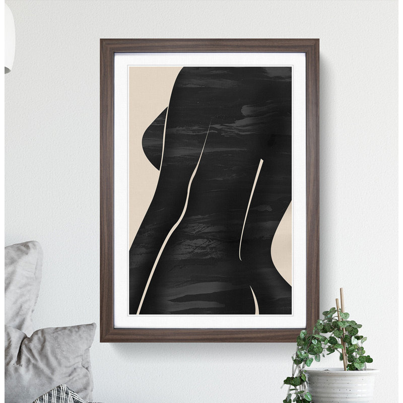 Female Form - Picture Frame Graphic Art, Walnut, 48cm H x 36cm W x 2cm D