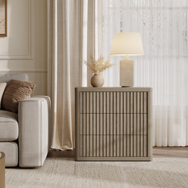  Table de chevet 3 panneaux Modern, Aulne gris