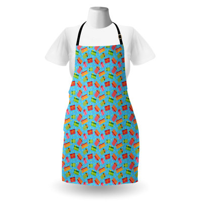 Bungalow Rose Birthday Party Apron Unisex Colorful Presents Adult Size Deep Sky Blue Multicolor