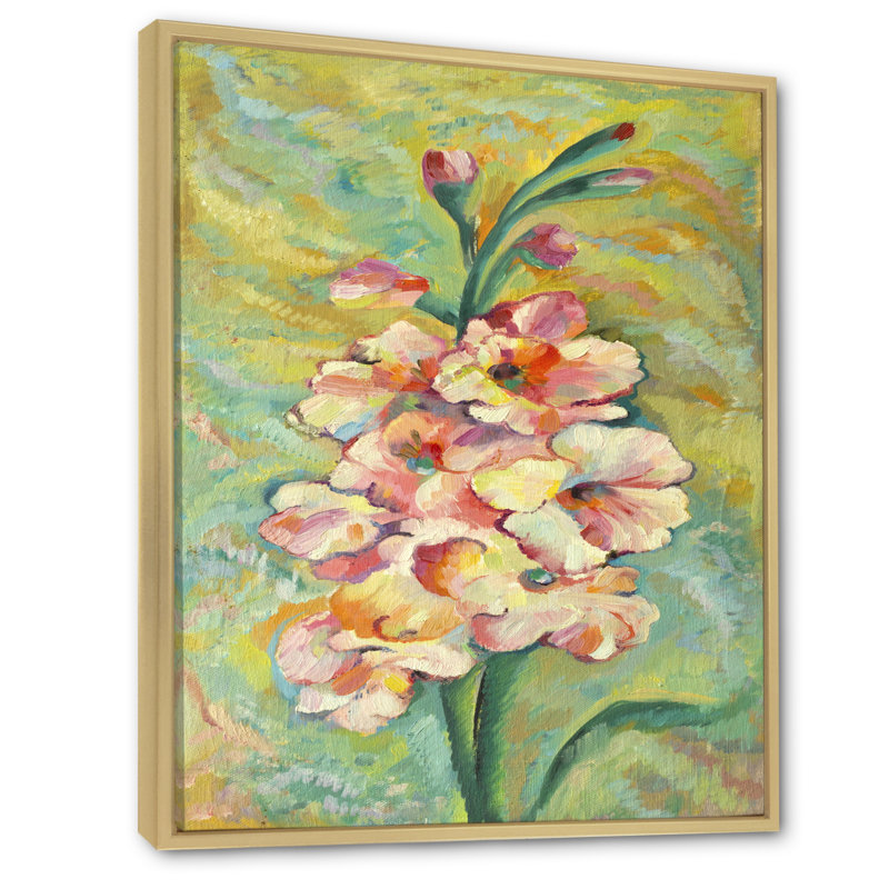 Fleurs pastel rétro - peinture, H 20 po x l 12 po x P 1 po, Cadre naturel flottant