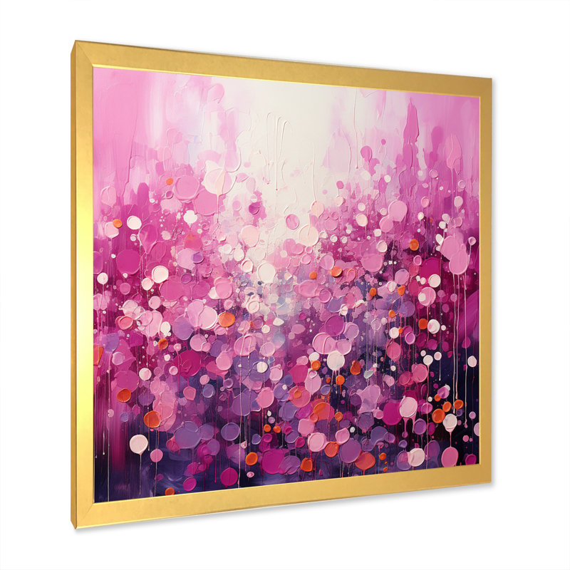 Magenta Magic - Abstract Landscape Canvas Wall Art, Cadre doré à une seule photo, H 30 po x l 30 po x P 1 po
