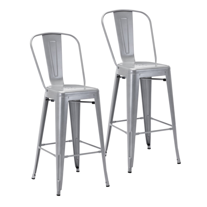 Tabouret de bar galvanisé Iyasia, Bleu, 30 po