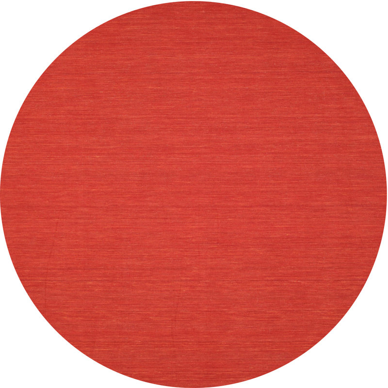Tapis contemporain rouge, Rond 6 pi