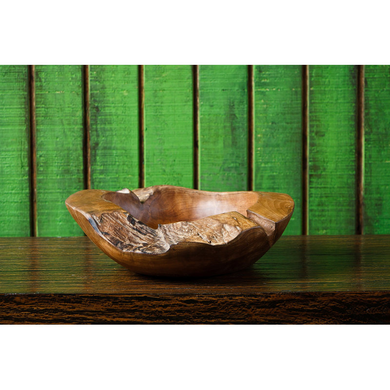 Wood Decorative Bowl, 6" H x 16" W x 16" D
