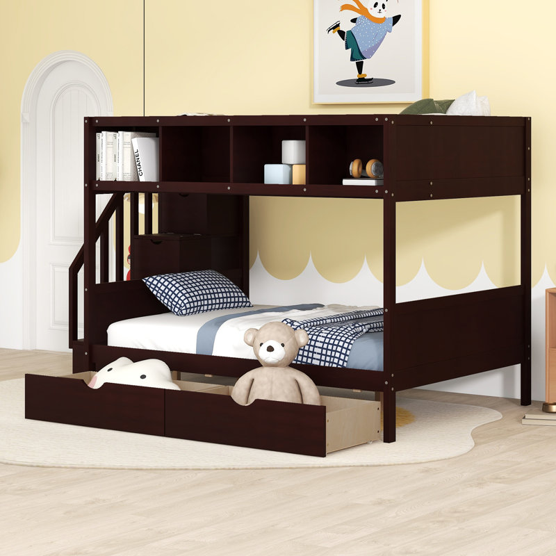 Over  Bunk Bed With Shelfsstorage Staircase And  Drawers