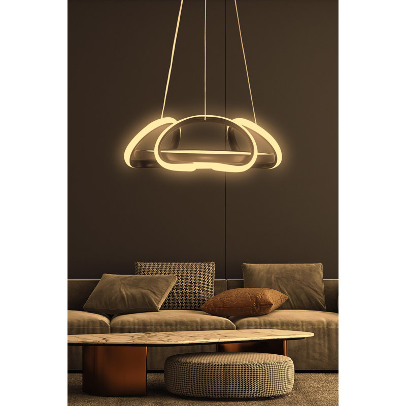 Modern Adjustable Chandelier, Black Aluminum Body, 12.6 x 12.6 x 5.9 inches | Height Adjustable 0-31.5 inches | LED Socket 4000K, 60-80 Watt | Elegant Design for Living Room, Dining Room & Entryway Lighting