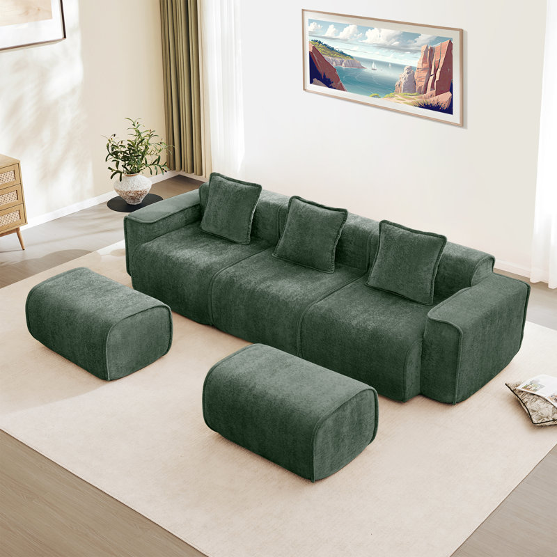 Canapé modulaire Boneless, H 31,1 po x l 108,66 po x P 59,84 po, 5, Vert