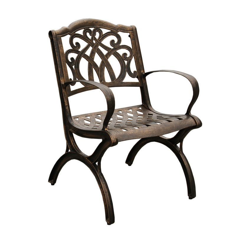 Alicea-Rodriguez Outdoor Dining Armchair, Bronze