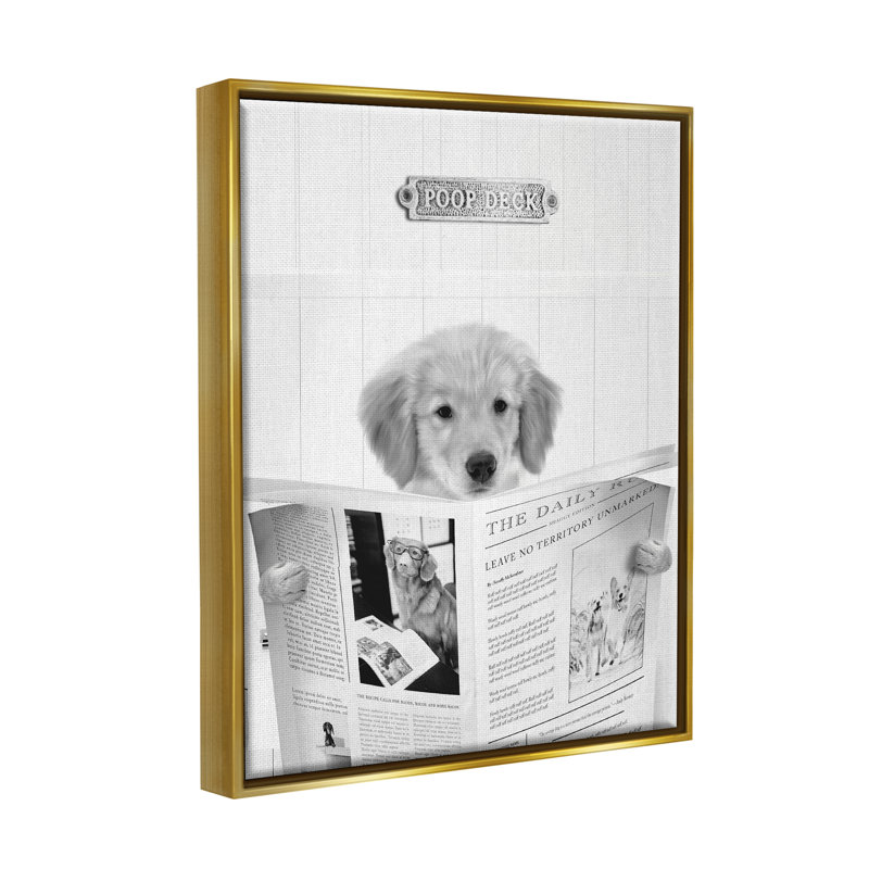Chien de salle de bain Poop Deck, H 31 po x l 25 po x P 1,7 po, Cadre flottant métallique doré