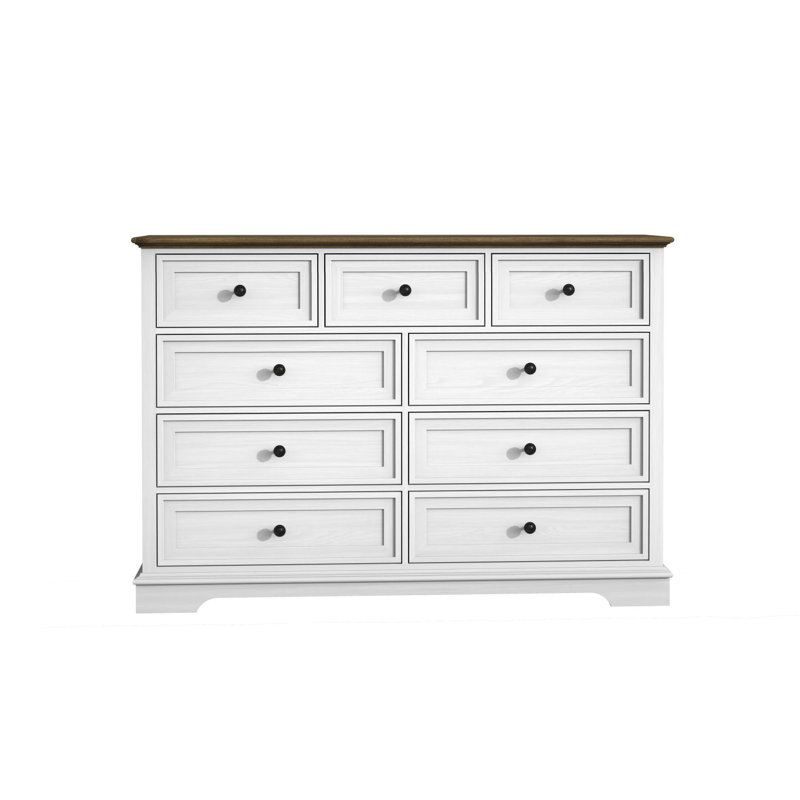 Commode armoire 9 tiroirs, commode, commode de chambre, Blanc / brun