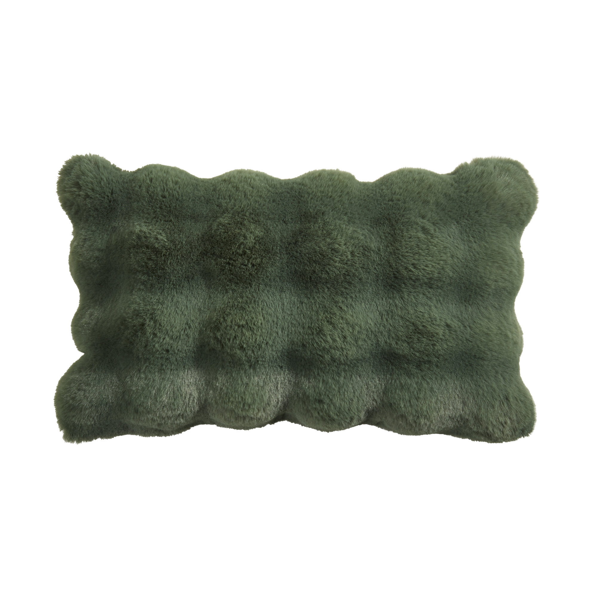 Cozy Bubble Faux Fur Pillow Cover, Jasper Green, No Insert, Rectangle 12" H x 20" W