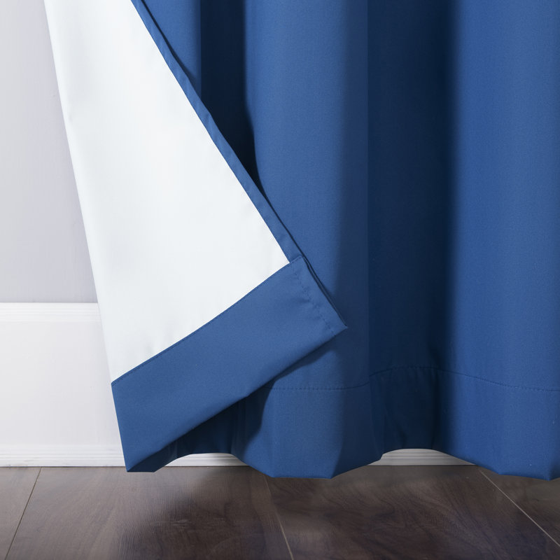 Classic Blue Polyester Blackout Grommet Window Panels for Kids