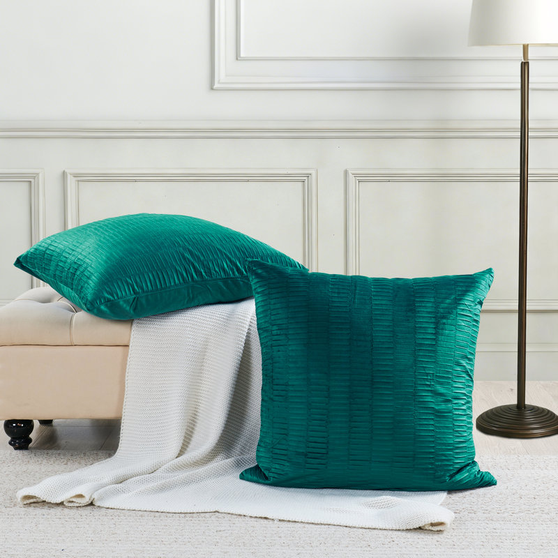 Housse de coussin en velours à plis Euro, Saphir