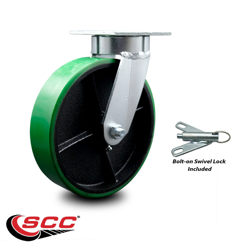 Poly on Steel Caster, Green