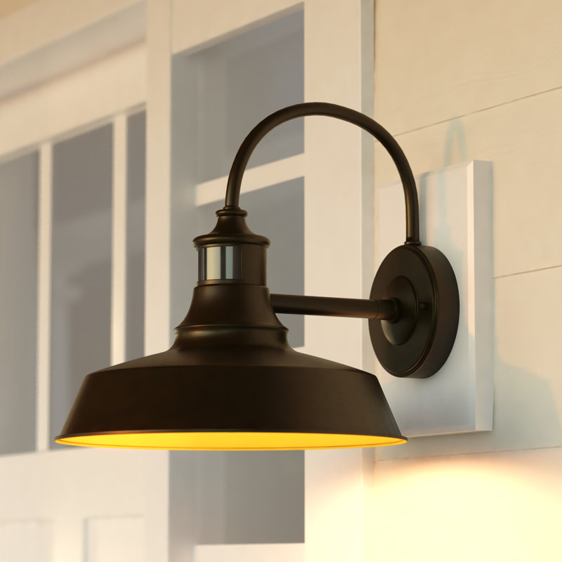 Gunnora Steel Wall Light, 12.25" H x 12" W x 13.5" D, Dark Bronze/Light Gold