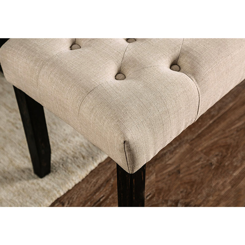 Chaises de salle à manger rembourrées en tissu, 2 pièces, et noir, dossier capitonné, 2 pièces de style rustique moderne, noir antique