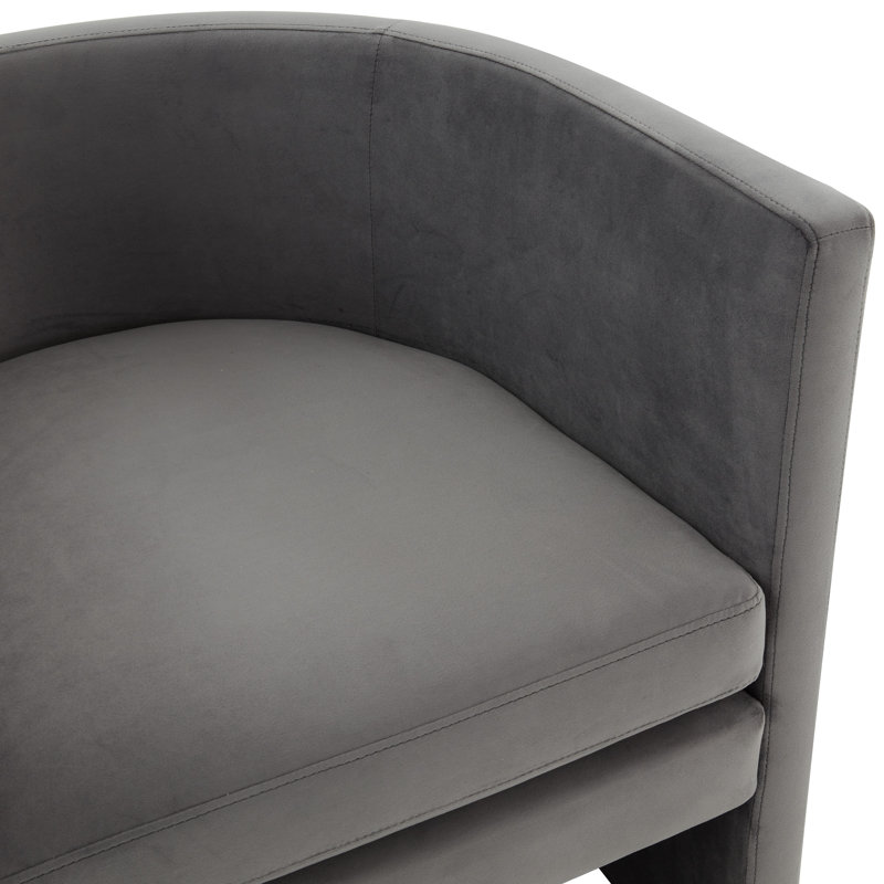 Fauteuil demi-tonneau 26 po, Velours gris ardoise