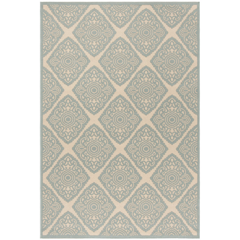Burnell Performance Damask Indoor/Outdoor Area Rug, Rectangle 5'3" x 7'6"