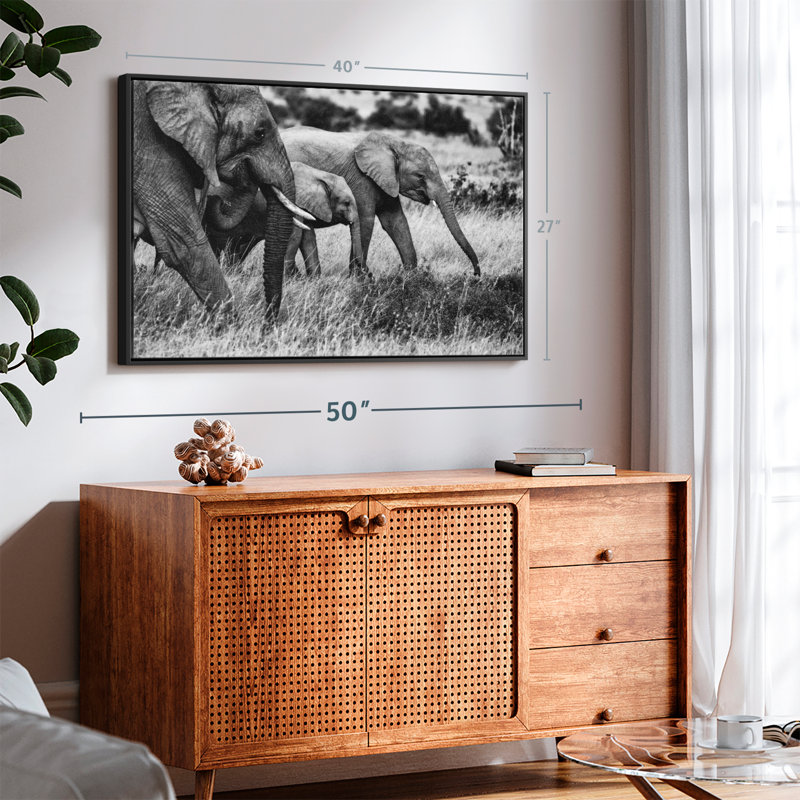Animal "Famille d'éléphants I", art mural, H 27 po x l 40 po