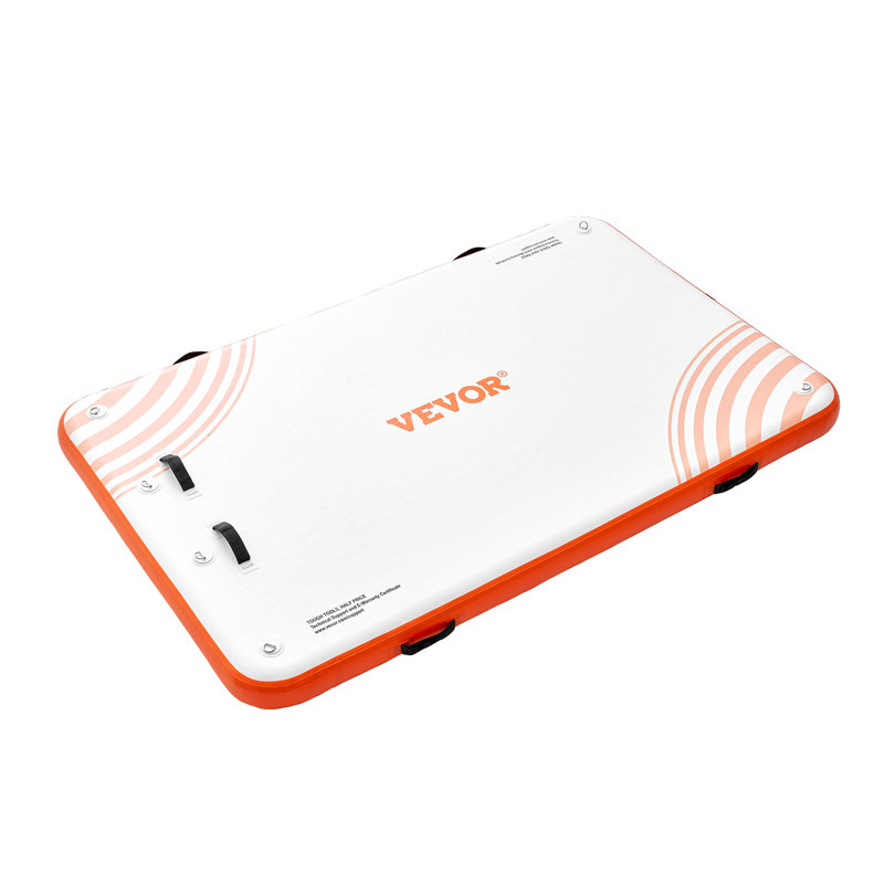 VEVOR 8 x 5FT Orange Inflatable Floating Dock with Ladder