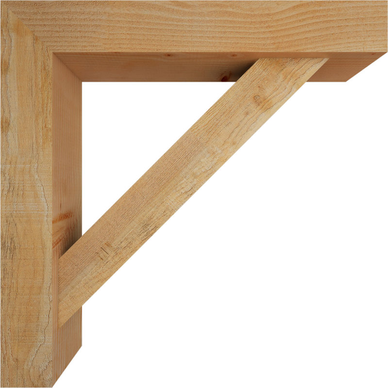 Traditional Block Bracket w/ Offset Brace, 30 x 30, 6"W Douglas Fir (Rough Sawn)