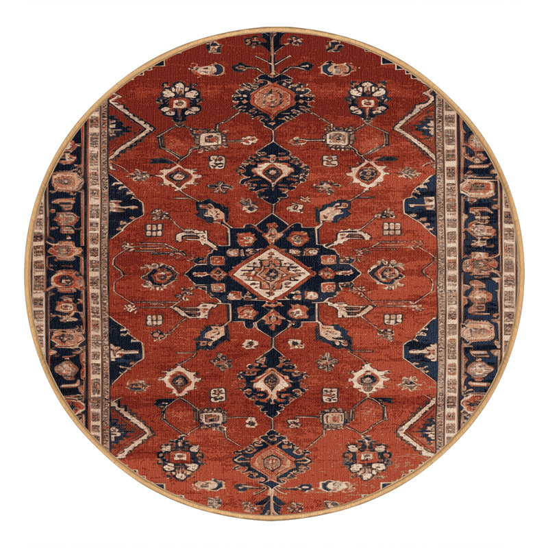 Tapis brun lavable à la machine, Rond 4 pi