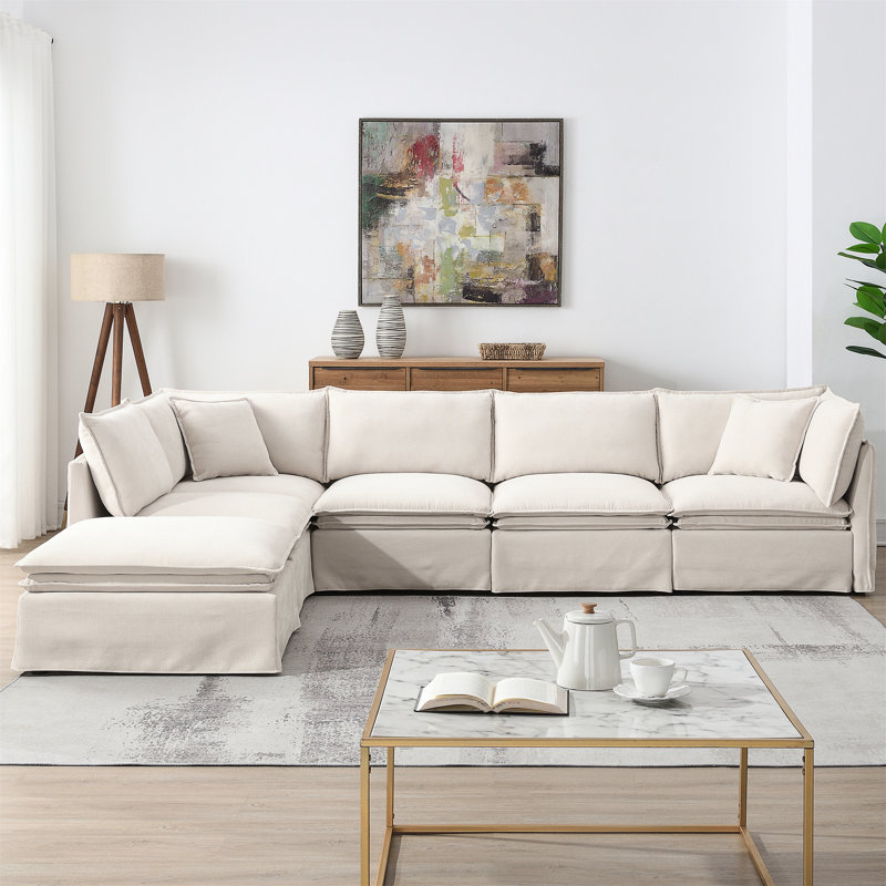 [VIDÉO + NOUVEAU] Canapé modulaire de 125,5 po avec repose-pieds mobile