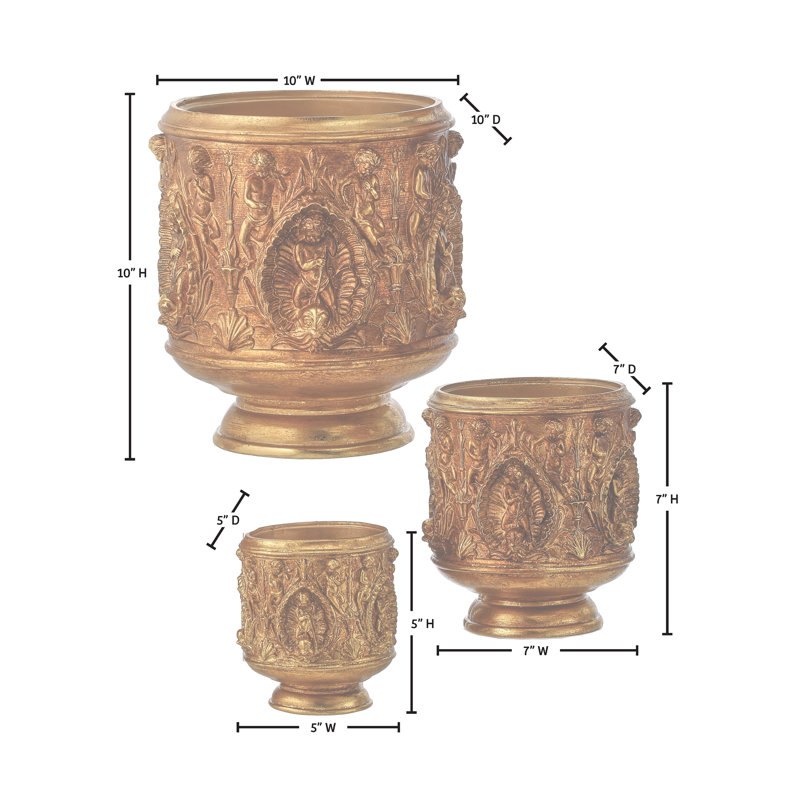 5-10.5" Ornate Cherub Pots