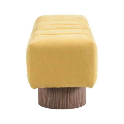 Yellow Chenille Bench With 300 Lbs Capacity, No Assembly, Multi - Purpose In Living And Entryway, 50" Long, 17" High Upholstered For Entryway Bedroom, 11" Foam Core, Length, Height, Weight