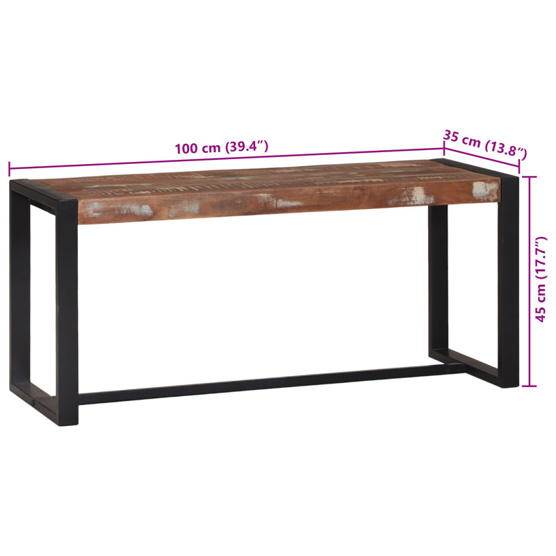 Vidaxl Multicolour Bench 100X35x45 Cm Solid Reclaimed Wood