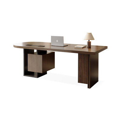 Bureau rectangulaire en bois manufacturé noir et brun
