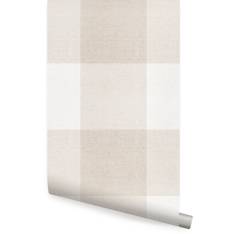 Panneau de papier peint à carreaux Marquett, Beige, L 2 pi x H 18 pi